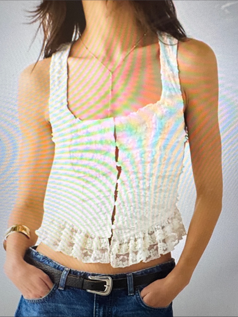 Urban Outfitters White Lace-Trim Tank Top